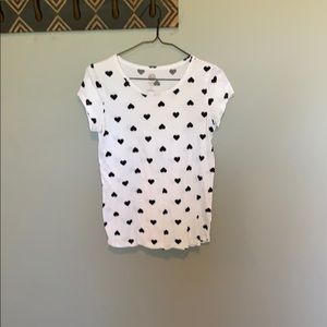 Black and white heart t shirt